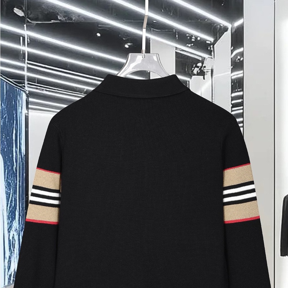 Burberry Black Polo with Red and Tan Stripes - Picture 3 of 7